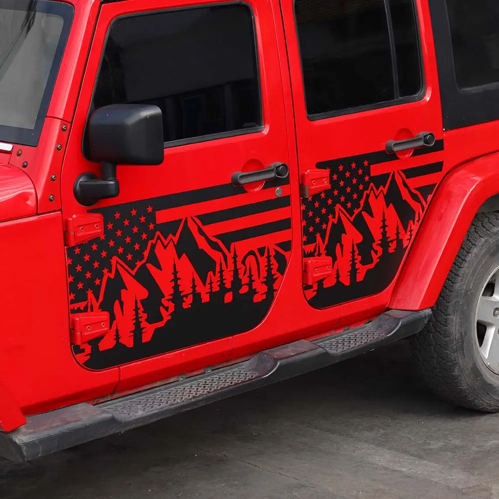 For 2007-2018 Jeep Wrangler JK 2/4 Door Car Door Decal Sticker American Flag - Image 4