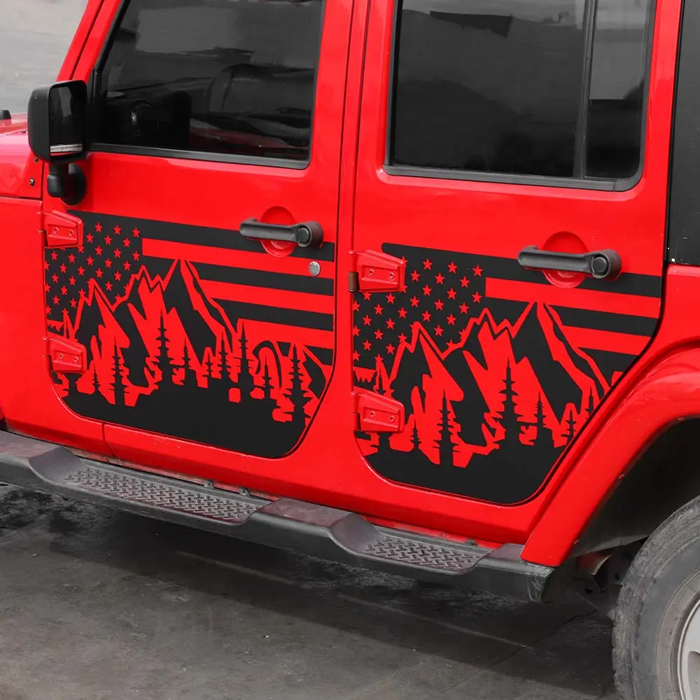For 2007-2018 Jeep Wrangler JK 2/4 Door Car Door Decal Sticker American Flag - Image 5