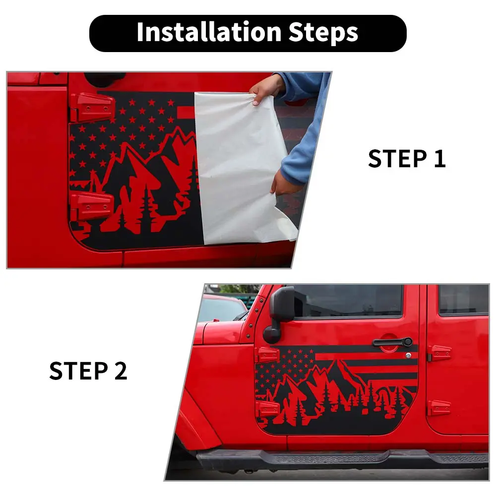 For 2007-2018 Jeep Wrangler JK 2/4 Door Car Door Decal Sticker American Flag - Image 6