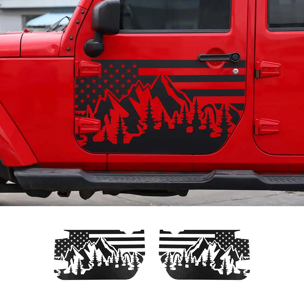 For 2007-2018 Jeep Wrangler JK 2/4 Door Car Door Decal Sticker American Flag - Image 9