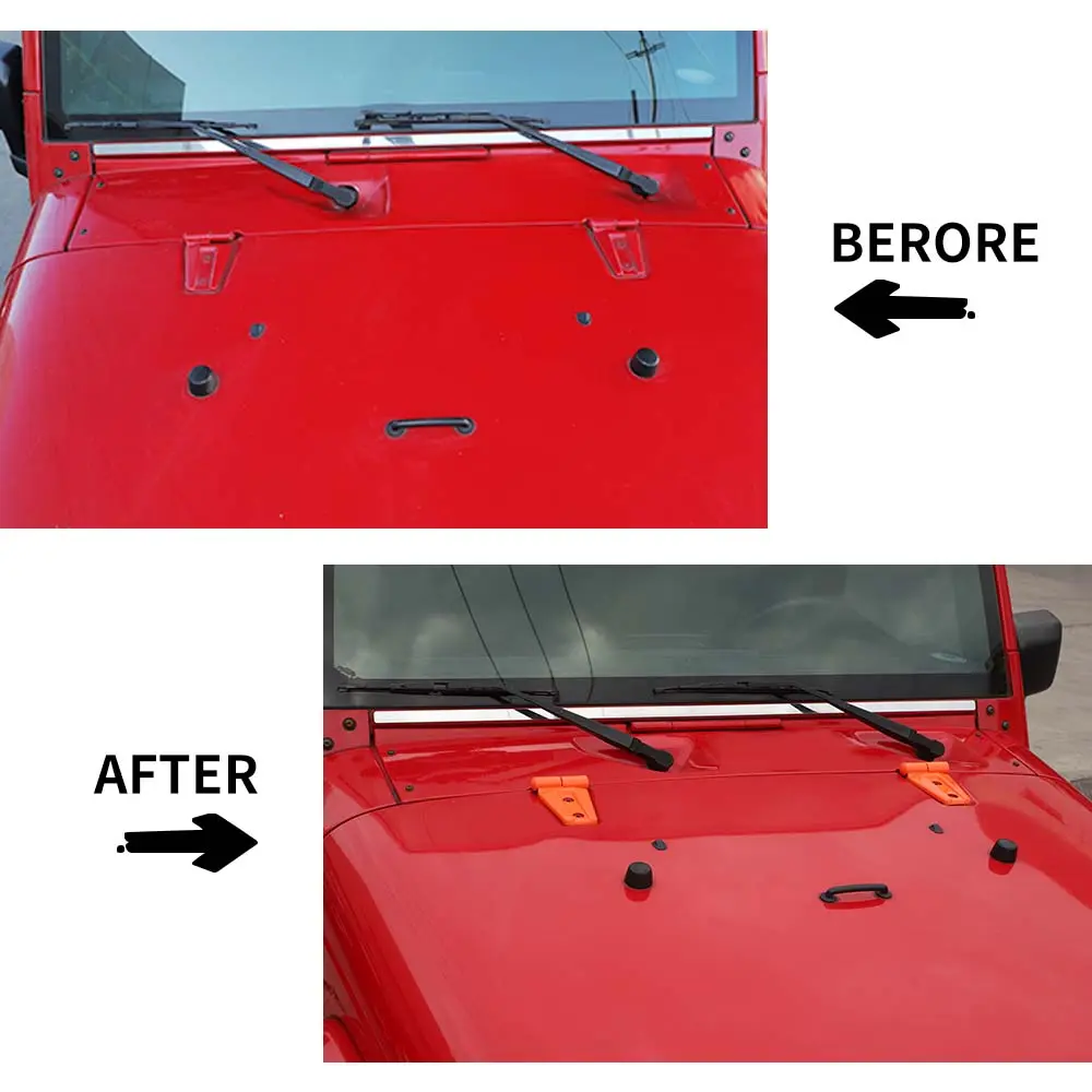 For 2007-2018 Jeep Wrangler JK 2 x Exterior Engine Hood Hinge Cover Trim - Image 2