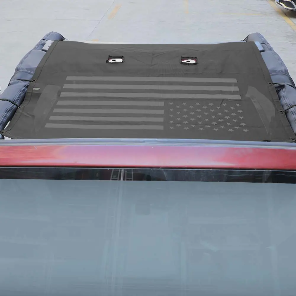 For 2007-2018 Jeep Wrangler JK 2Dr Sunshade UV Protection Mesh Heat Shade Soft Top US Flag - Image 5