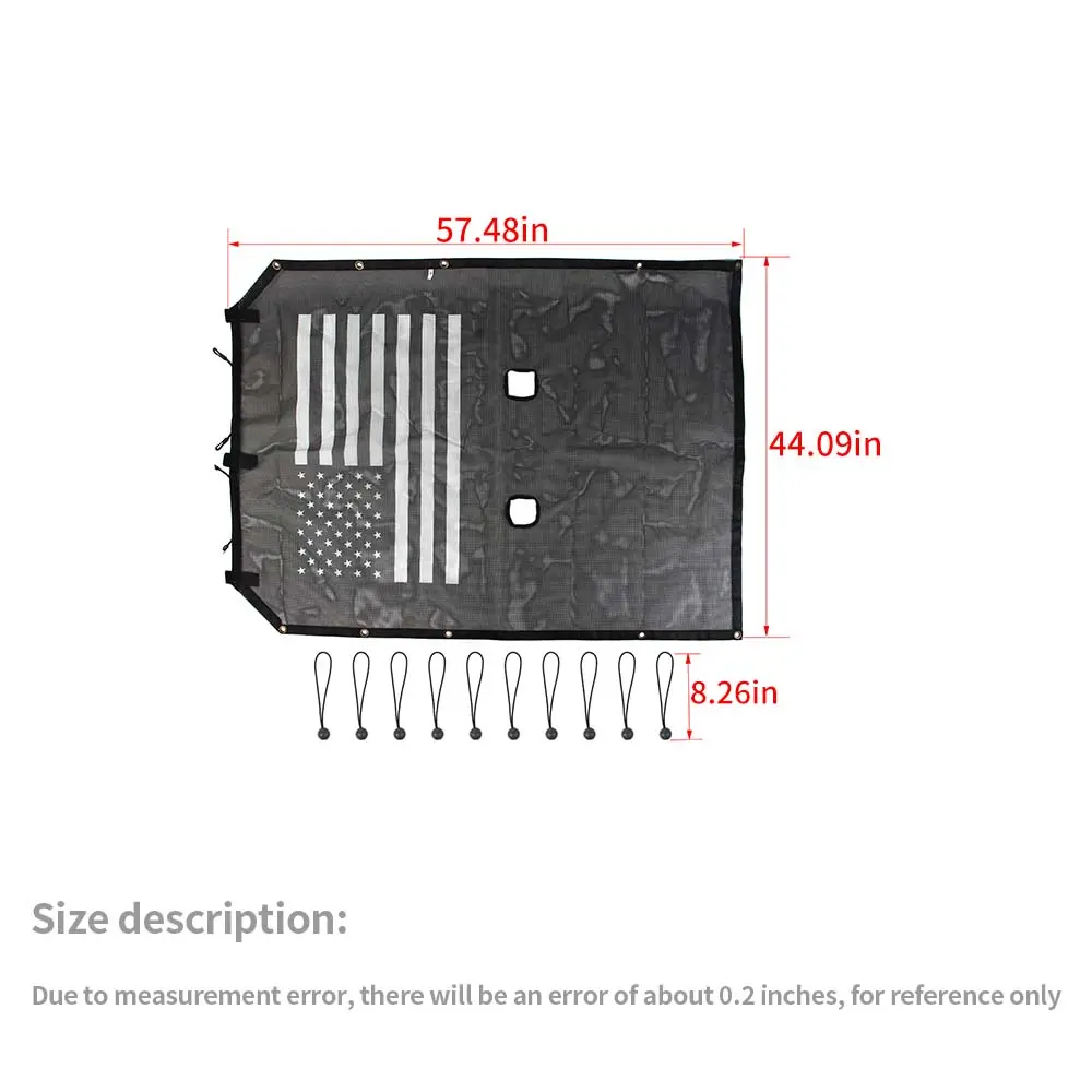For 2007-2018 Jeep Wrangler JK 2Dr Sunshade UV Protection Mesh Heat Shade Soft Top US Flag - Image 7