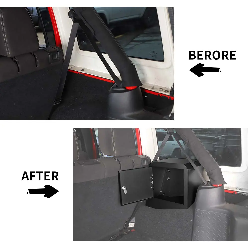 For 2007-2018 Jeep Wrangler JK 4-Dr Trunk Security Storage Box with Lock - Image 2