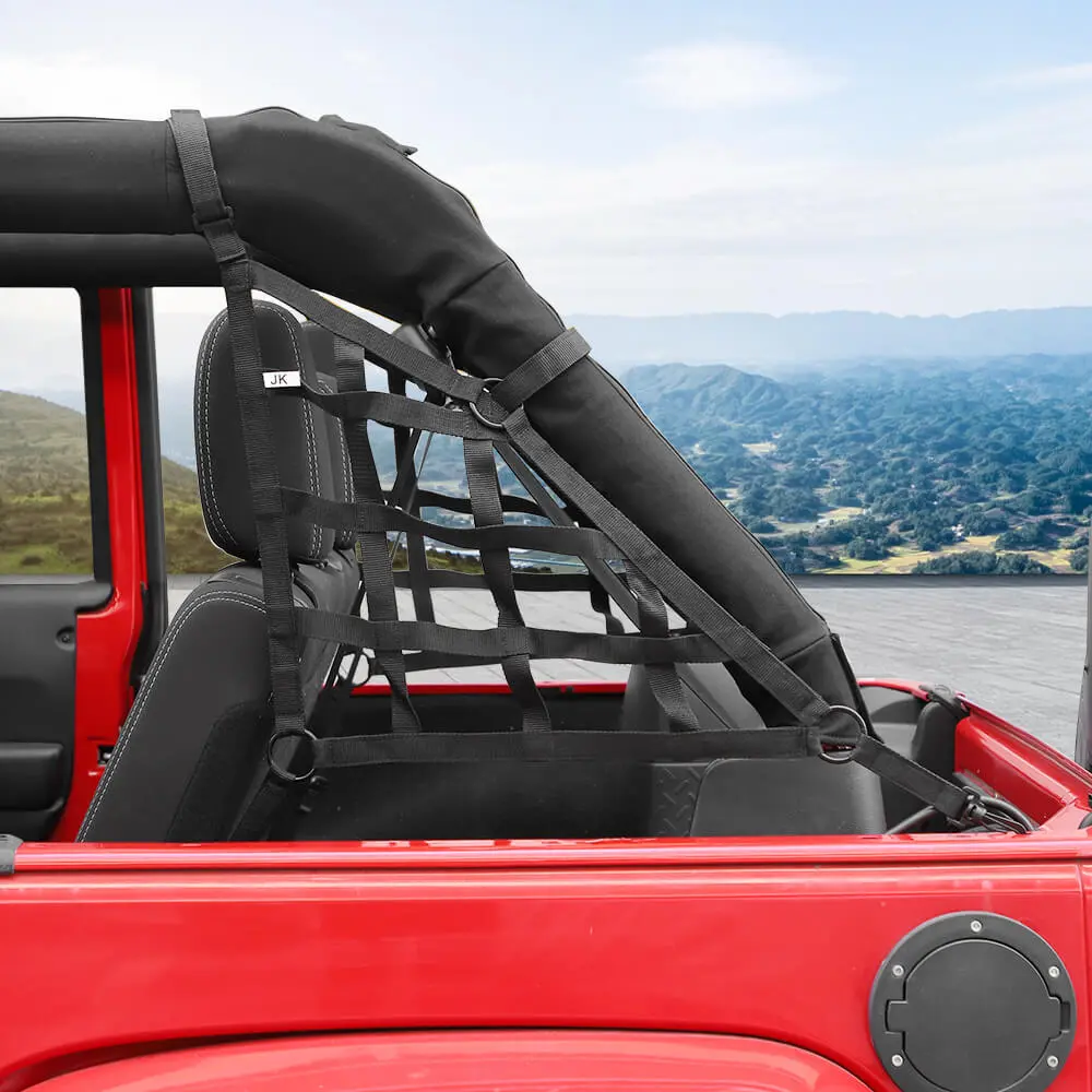 For 2007-2018 Jeep Wrangler JKU 4Door Cargo Side Net Trunk Side Restraint Baggage Mesh - Image 5
