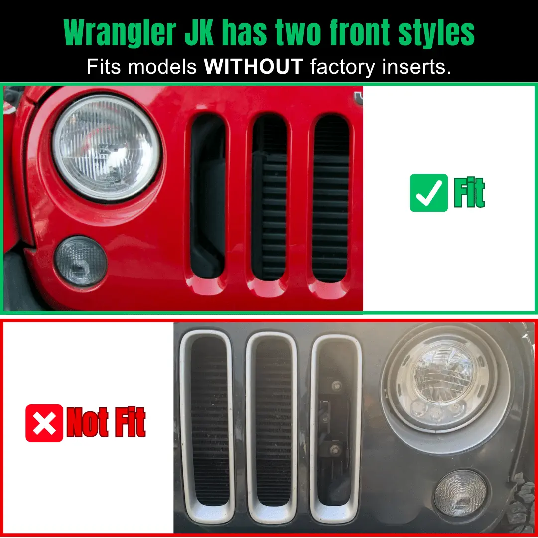 For 2007-2018 Jeep Wrangler JK Front Grille Insert & Angry Eyes Headlight Bezels Trim - Image 2