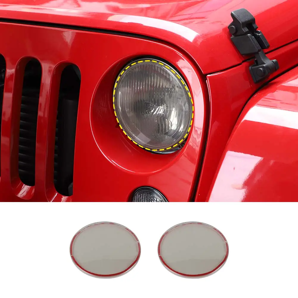 For 2007-2018 Jeep Wrangler JK Smoked Headlight Lamp Covers Trim Covers