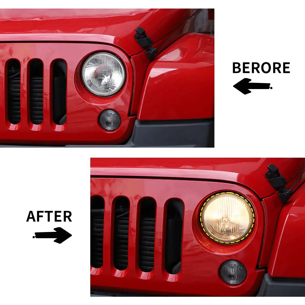 For 2007-2018 Jeep Wrangler JK Smoked Headlight Lamp Covers Trim Covers - Image 2