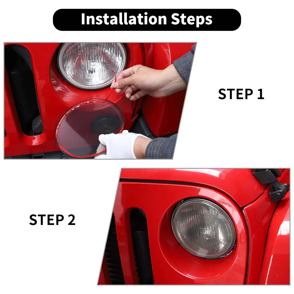 For 2007-2018 Jeep Wrangler JK Smoked Headlight Lamp Covers Trim Covers - Image 6