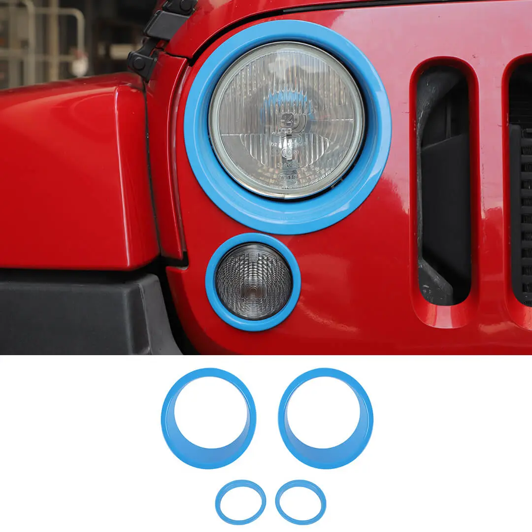 For 2007-2018 Jeep Wrangler JK Headlight Ring/Front Turn Signal Trim Bezels - Image 10
