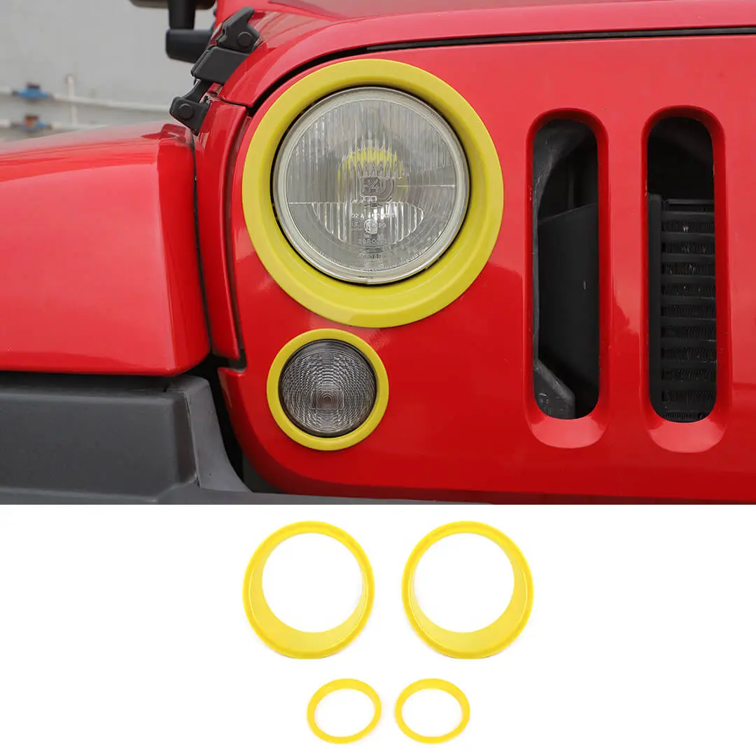 For 2007-2018 Jeep Wrangler JK Headlight Ring/Front Turn Signal Trim Bezels - Image 14
