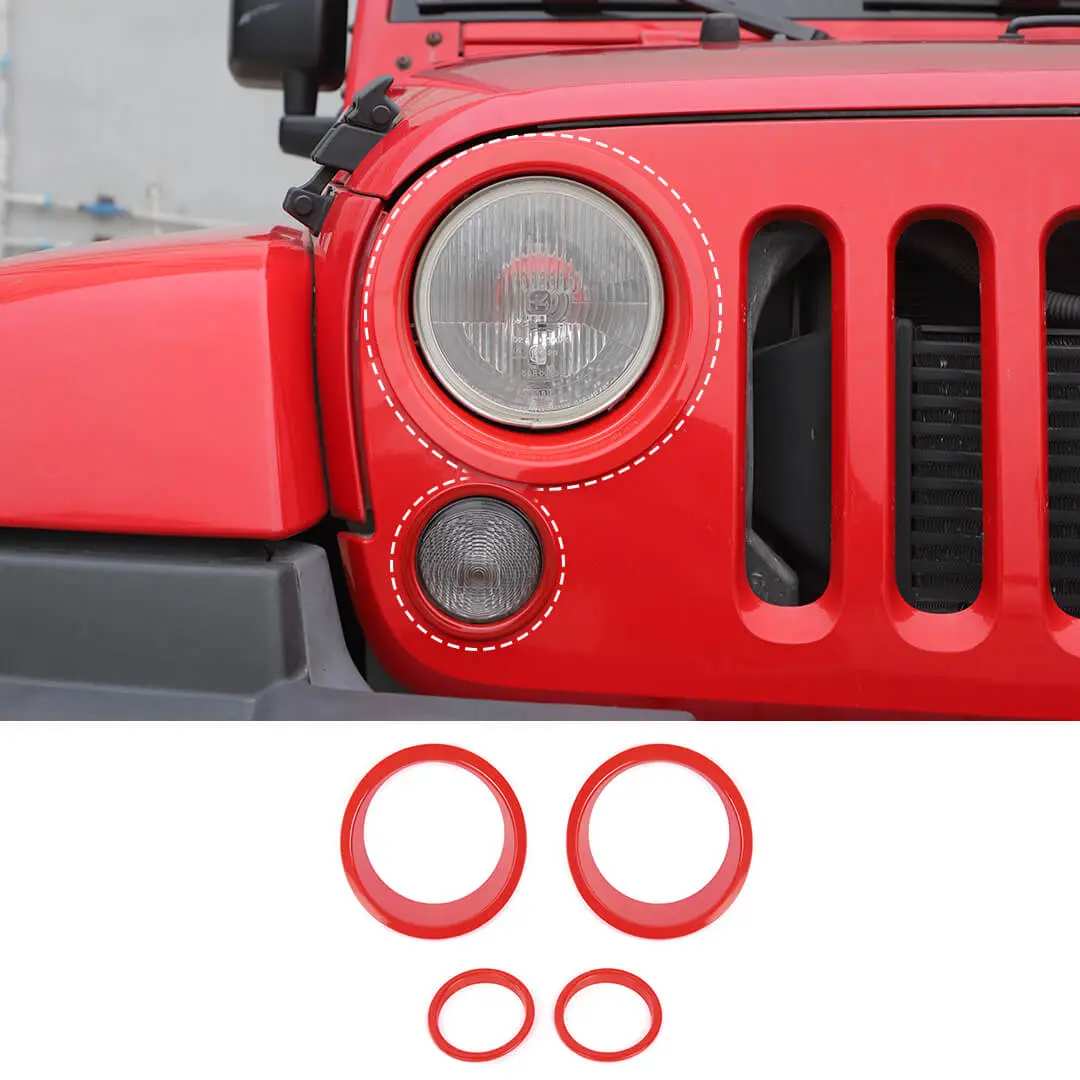 For 2007-2018 Jeep Wrangler JK Headlight Ring/Front Turn Signal Trim Bezels - Image 16