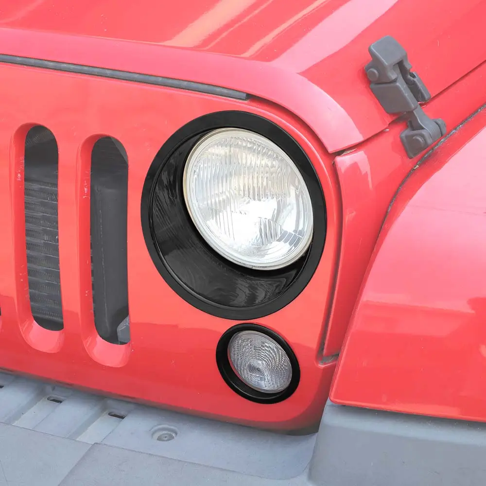 For 2007-2018 Jeep Wrangler JK Headlight Ring/Front Turn Signal Trim Bezels - Image 3