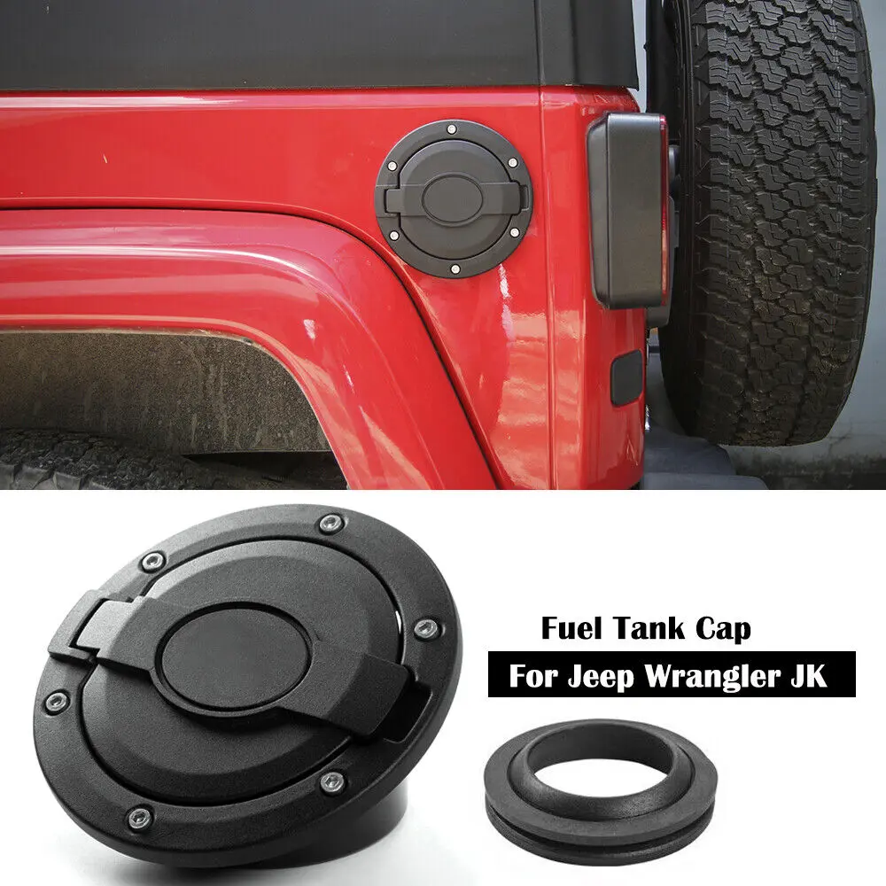 For 2007-2018 Jeep Wrangler JK JKU Fuel Filler Door Gas Lid Tank Cap Cover Trim - Image 2