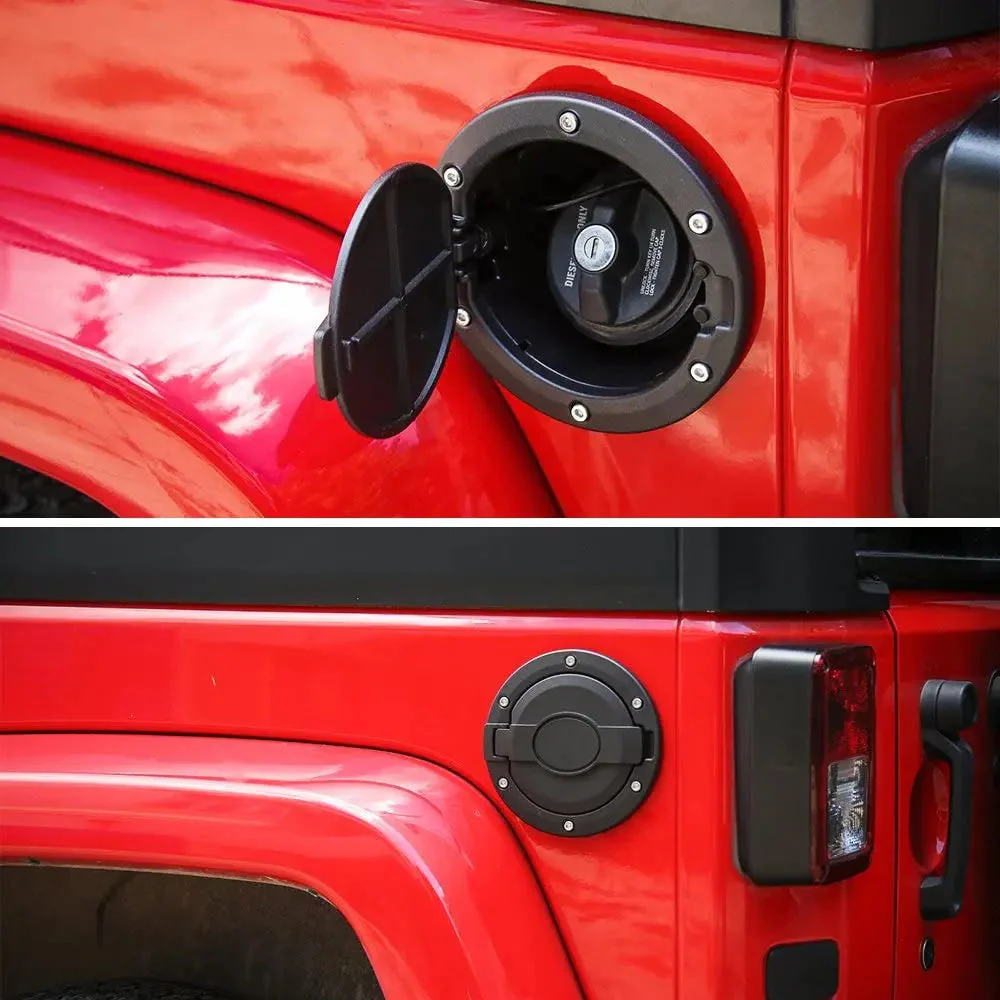 For 2007-2018 Jeep Wrangler JK JKU Fuel Filler Door Gas Lid Tank Cap Cover Trim - Image 3