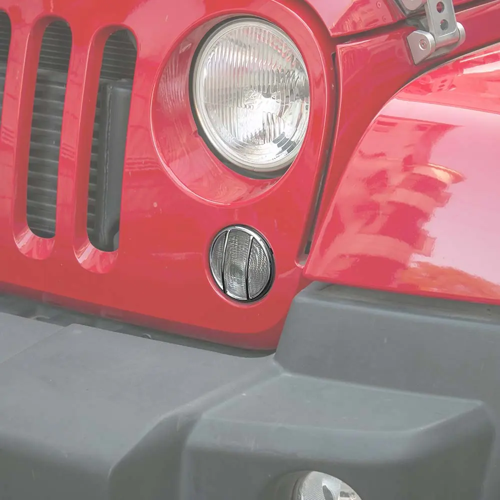 For 2007-2018 Jeep Wrangler JK Pair Fog Light Turn Signal Lamp Guard Trim - Image 4