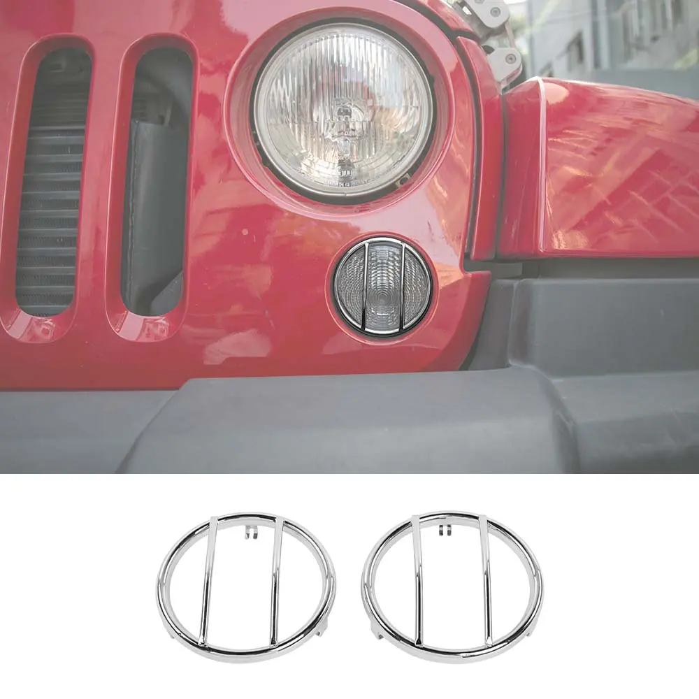 For 2007-2018 Jeep Wrangler JK Pair Fog Light Turn Signal Lamp Guard Trim - Image 8