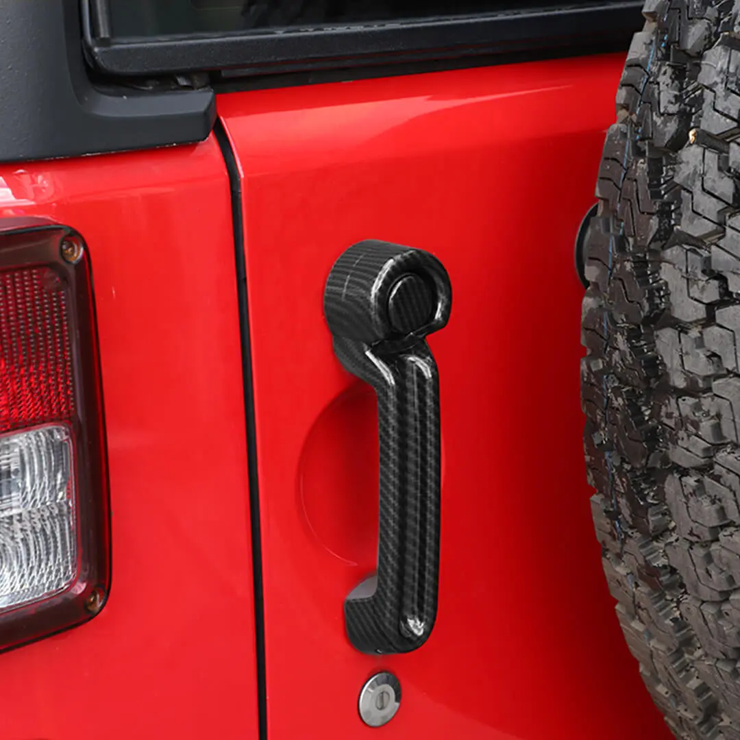 For 2007-2018 Jeep Wrangler JK 2-Door Rearview Mirror Cover & Door Handle Trim Shell Cover (5 pcs) - Image 6