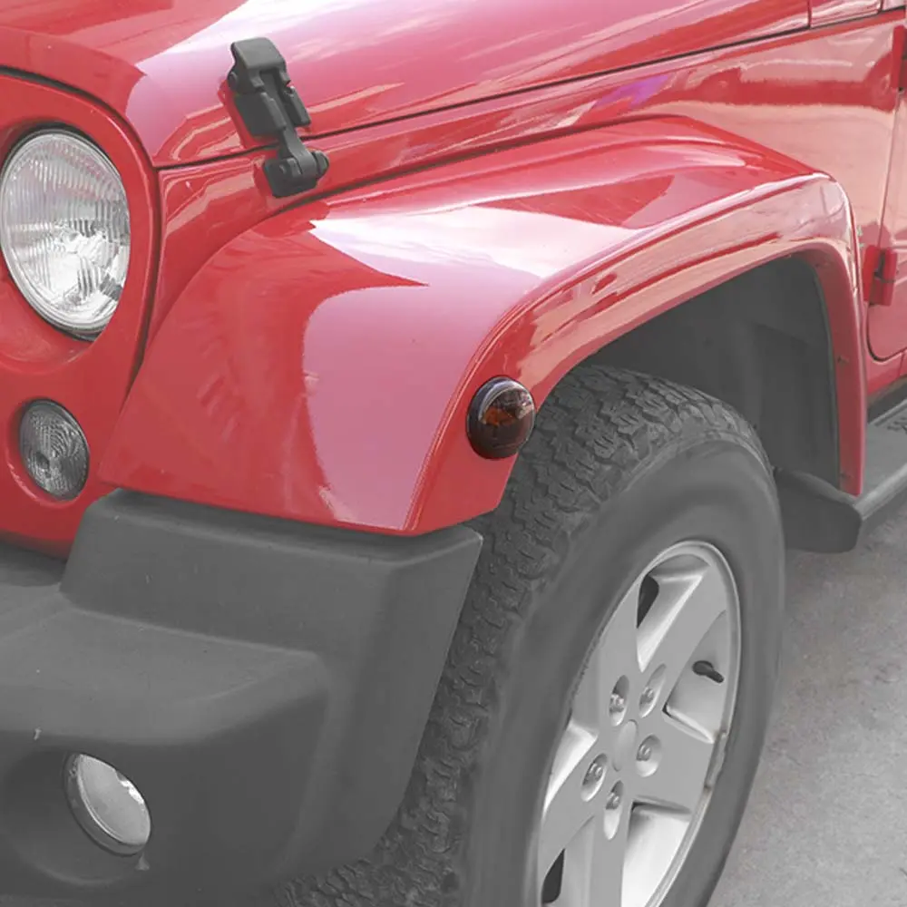 For 2007-2018 Jeep Wrangler JK Wheel Eyebrow Smoked Turn Signal Light Covers Trim - Image 3