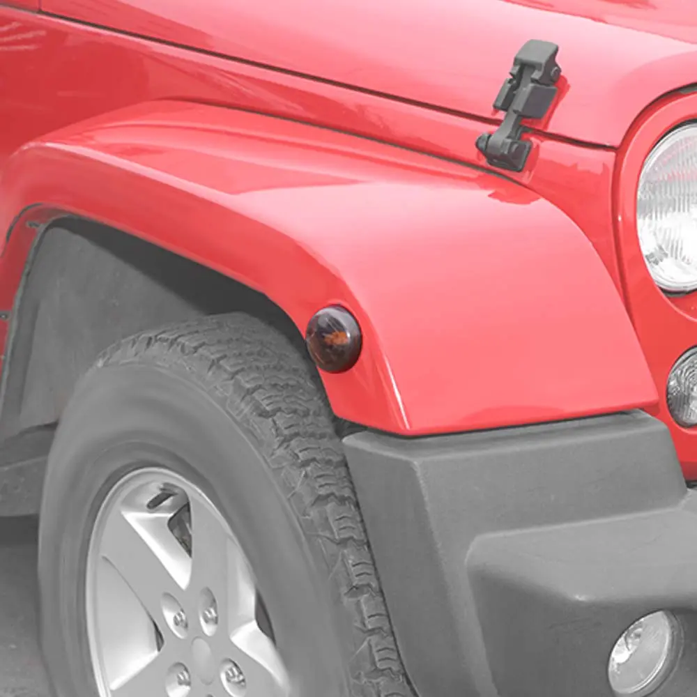 For 2007-2018 Jeep Wrangler JK Wheel Eyebrow Smoked Turn Signal Light Covers Trim - Image 4