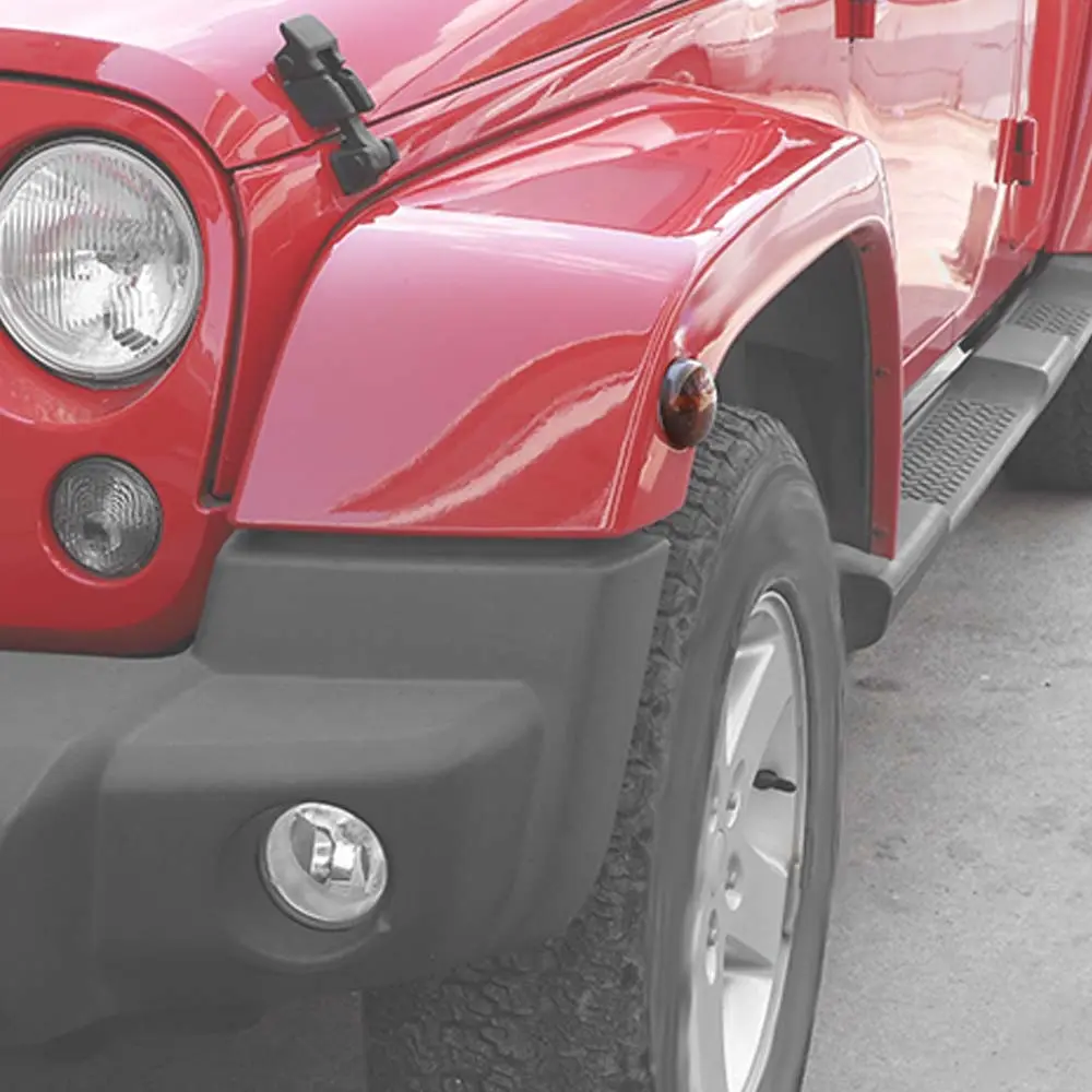 For 2007-2018 Jeep Wrangler JK Wheel Eyebrow Smoked Turn Signal Light Covers Trim - Image 5
