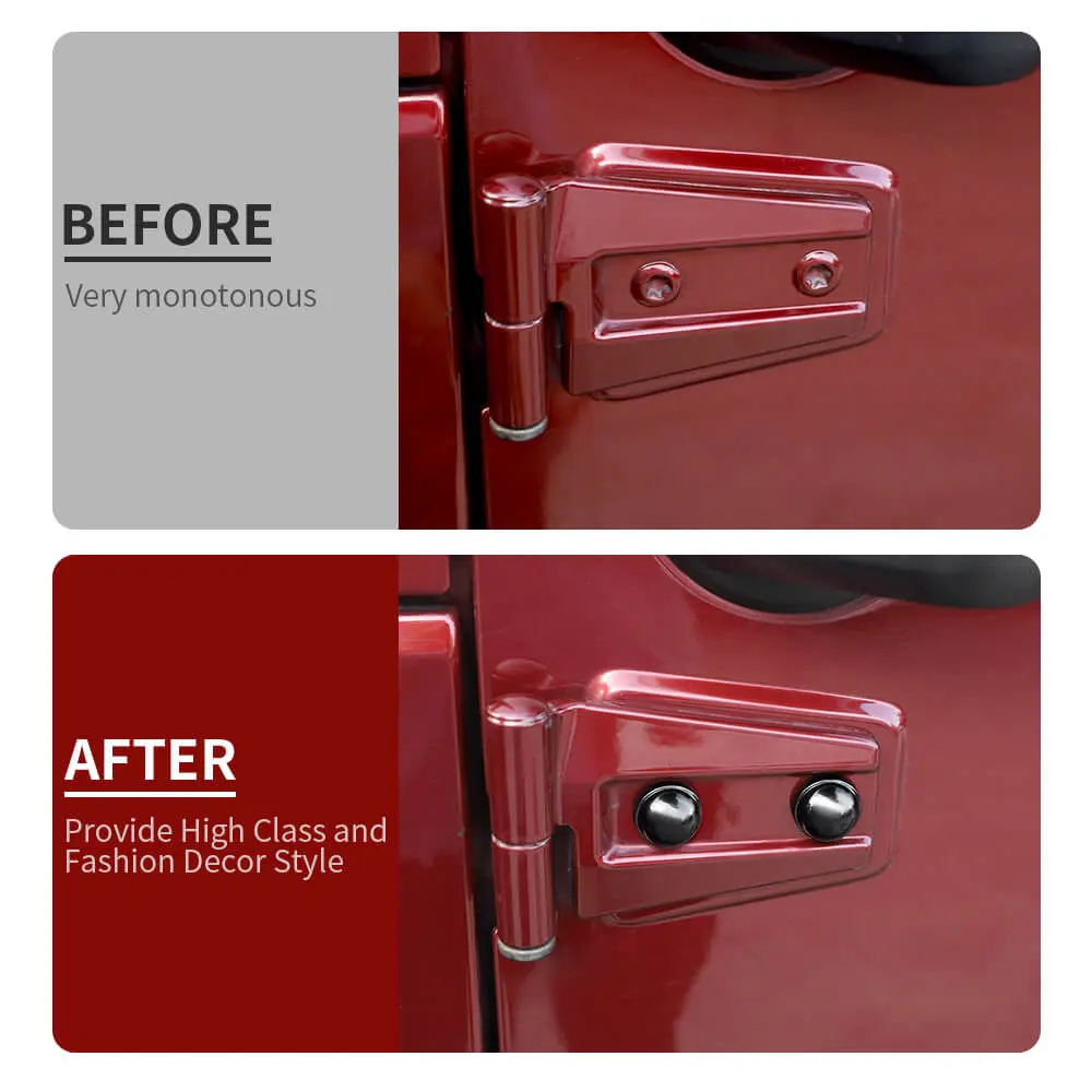 For 2007-2018 Jeep Wrangler JK 2Door Hood & Door Hinge Bolt Trim Cap Cover Kit, A-Pillar Protection, 12PCS - Image 2