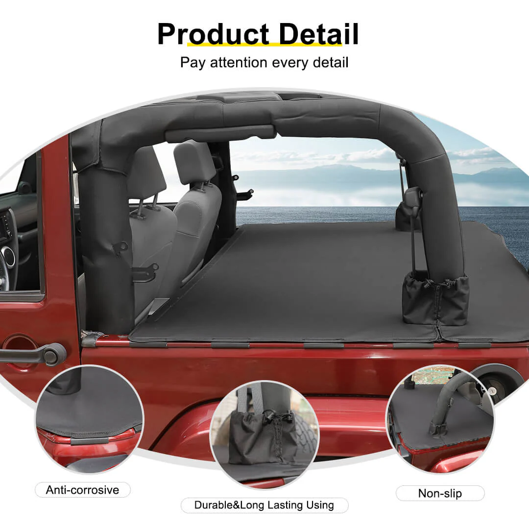 For 2007-2018 Jeep Wrangler JK 2-Door Rear Cargo Cover Privacy Shade Trunk Luggage Cover Waterproof - Image 6