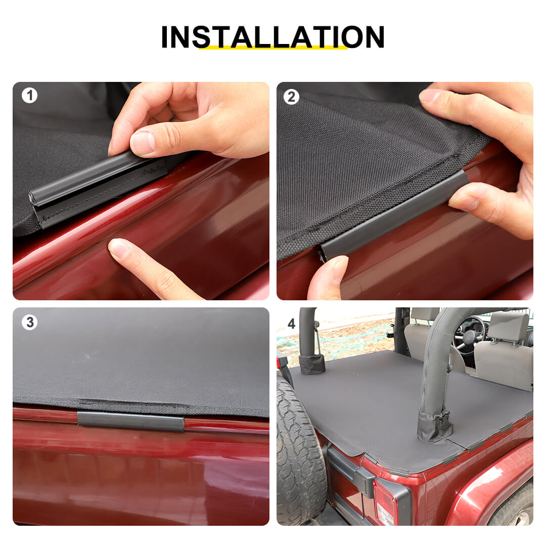 For 2007-2018 Jeep Wrangler JK 2-Door Rear Cargo Cover Privacy Shade Trunk Luggage Cover Waterproof - Image 7