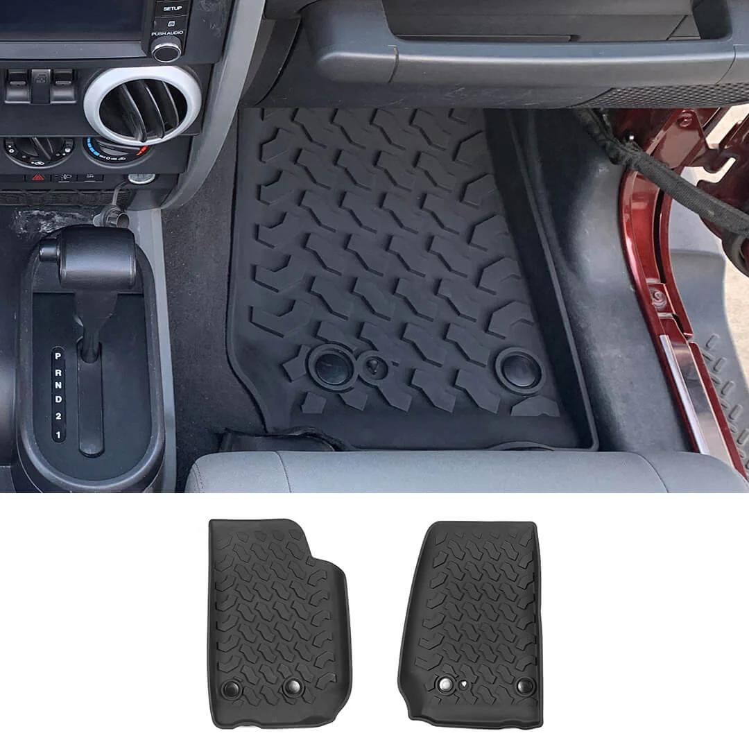 For 2007-2018 Jeep Wrangler JK 2-Door Version Original Front Row Double Hole Floor Mat Foot Mats (2 pcs)