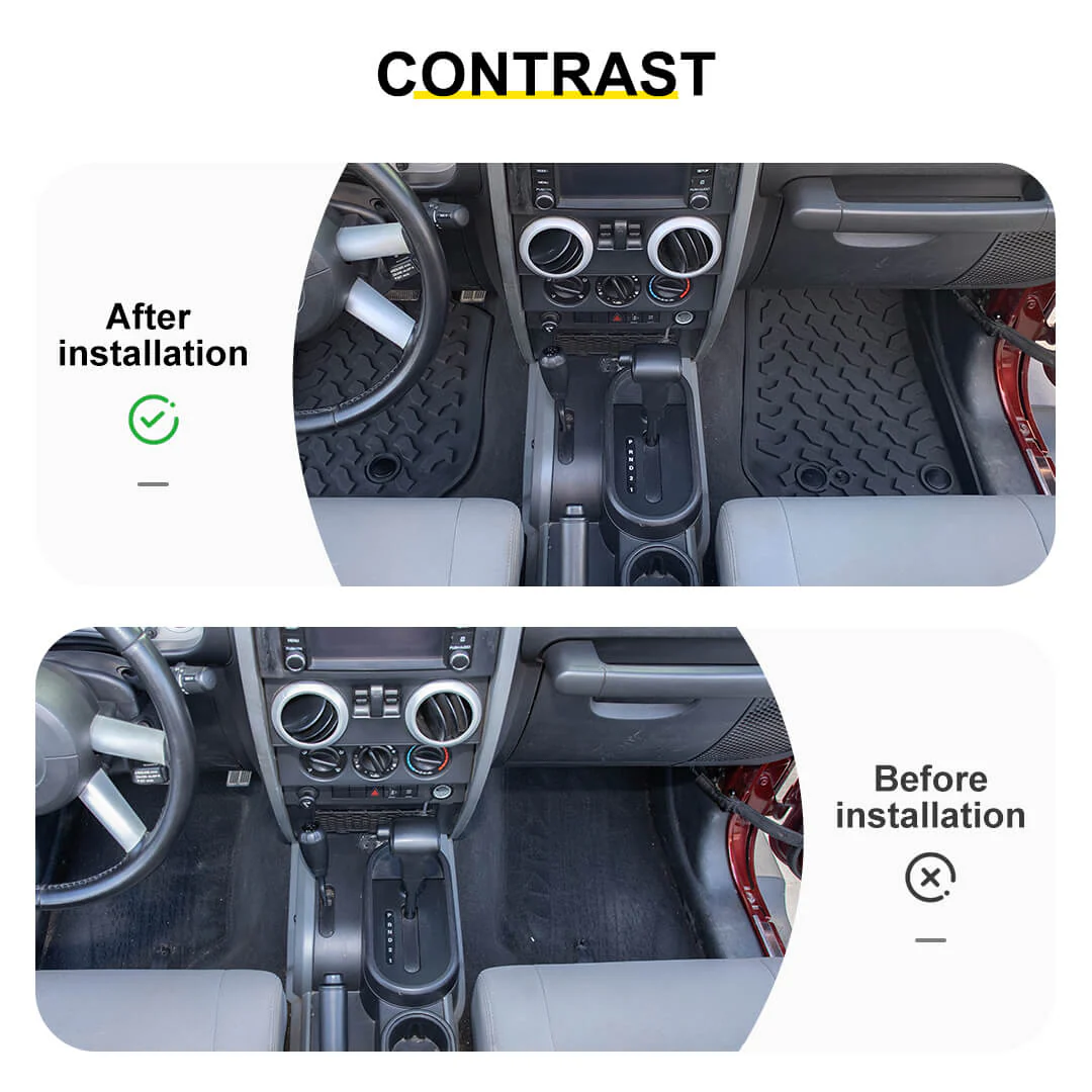 For 2007-2018 Jeep Wrangler JK 2-Door Version Original Front Row Double Hole Floor Mat Foot Mats (2 pcs) - Image 2