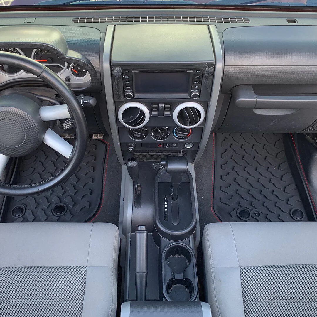 For 2007-2018 Jeep Wrangler JK 2-Door Version Original Front Row Double Hole Floor Mat Foot Mats (2 pcs) - Image 3