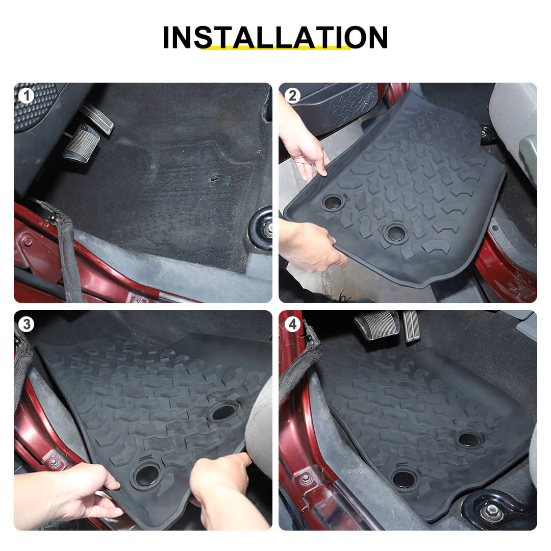 For 2007-2018 Jeep Wrangler JK 2-Door Version Original Front Row Double Hole Floor Mat Foot Mats (2 pcs) - Image 8