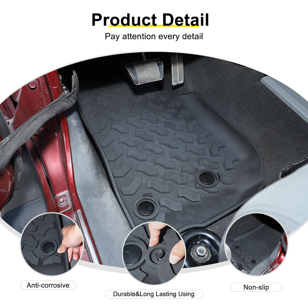 For 2007-2018 Jeep Wrangler JK 2-Door Version Original Front Row Double Hole Floor Mat Foot Mats (2 pcs) - Image 9