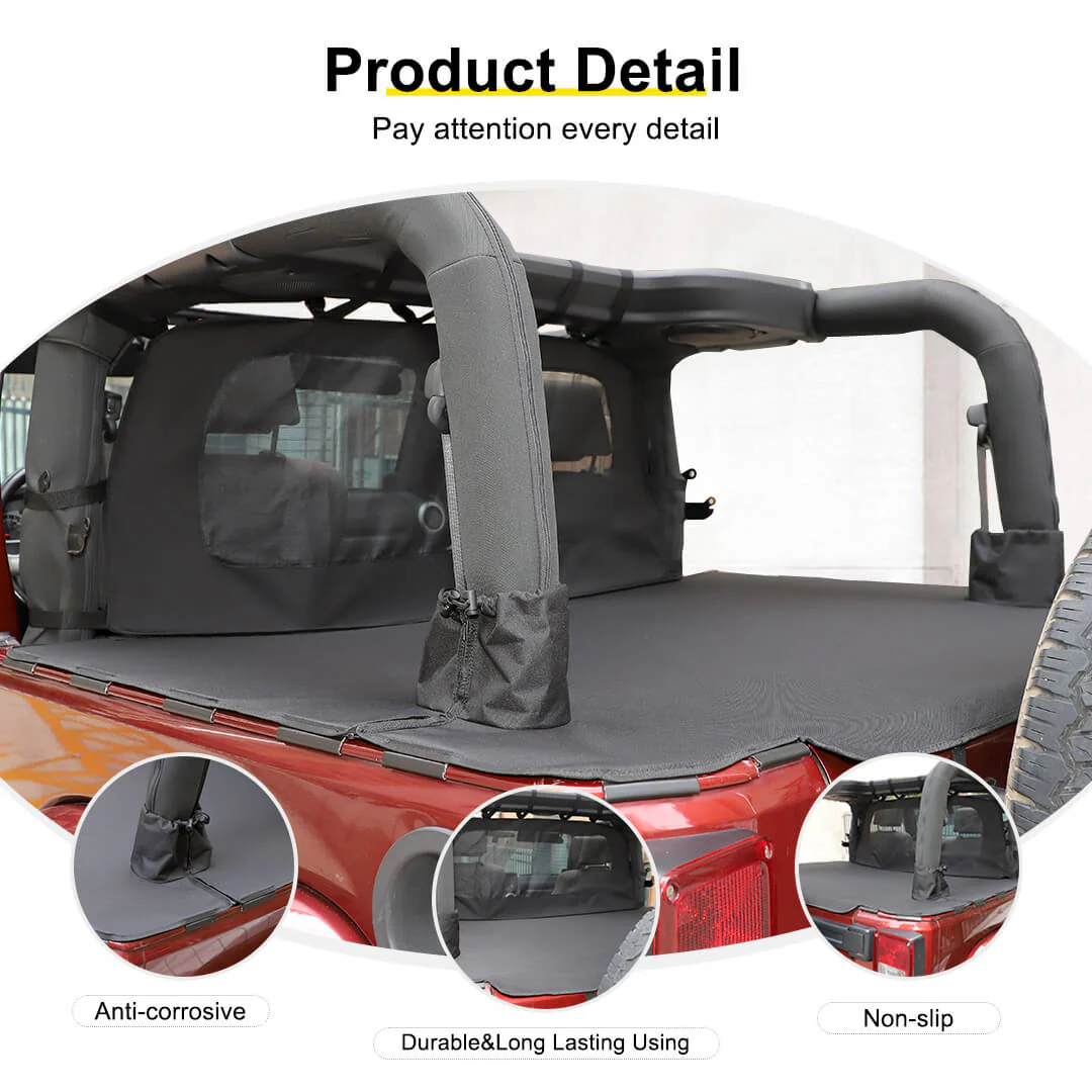 For 2007-2018 Jeep Wrangler JK 2-Door Trunk Divider & Cargo Cover Cargo Privacy Shade (2 pcs) - Image 8