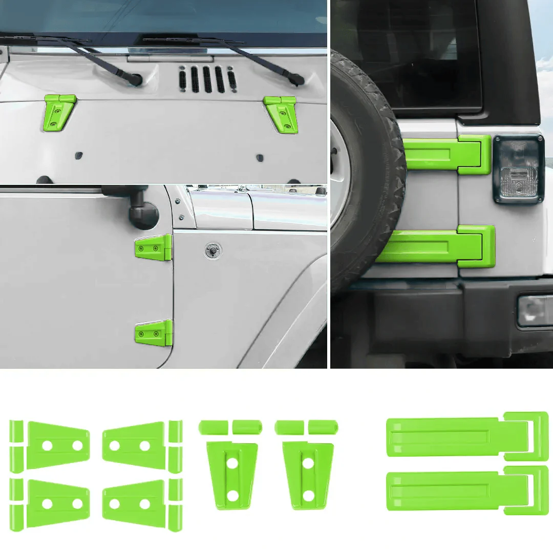 For 2007-2018 Jeep Wrangler JK 2-Door/Hood/Tailgate Hinge Trim Cover (8 pcs) - Image 12