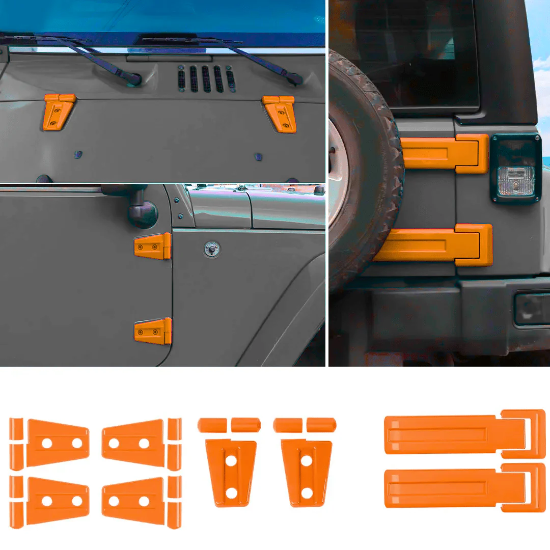 For 2007-2018 Jeep Wrangler JK 2-Door/Hood/Tailgate Hinge Trim Cover (8 pcs) - Image 13