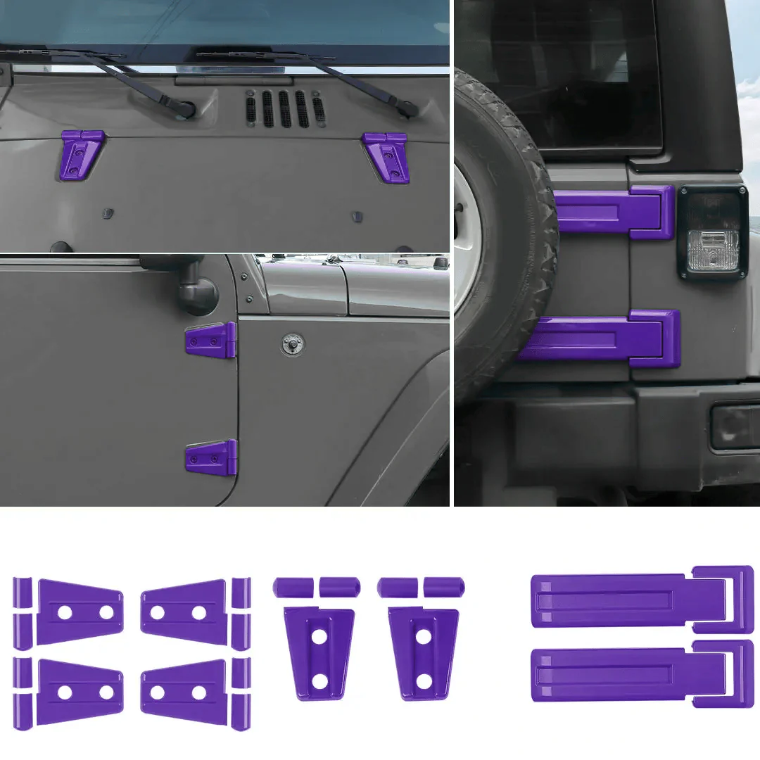 For 2007-2018 Jeep Wrangler JK 2-Door/Hood/Tailgate Hinge Trim Cover (8 pcs) - Image 14