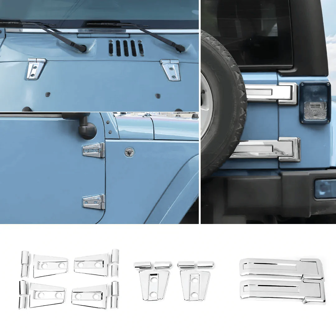 For 2007-2018 Jeep Wrangler JK 2-Door/Hood/Tailgate Hinge Trim Cover (8 pcs) - Image 19