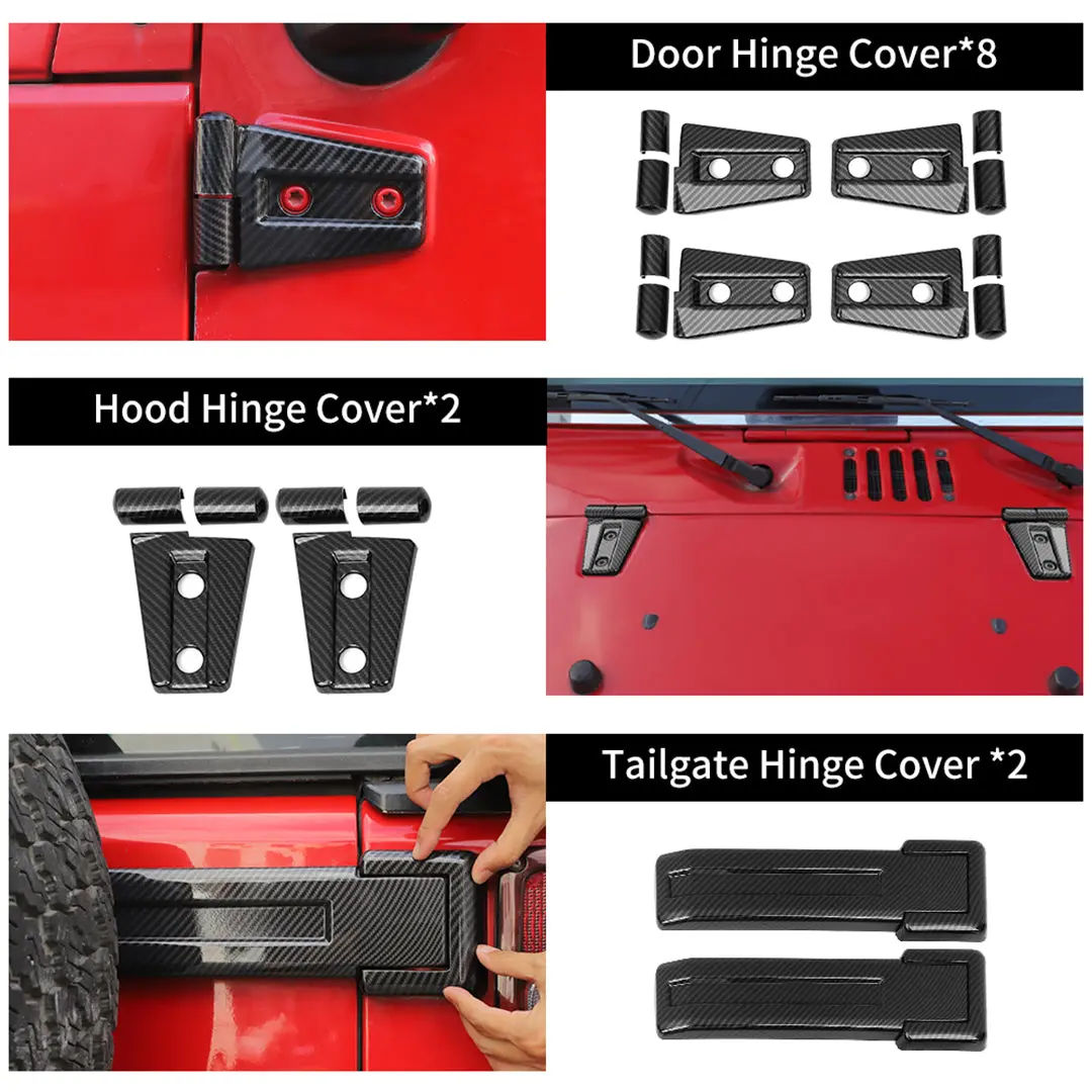 For 2007-2018 Jeep Wrangler JK 2-Door/Hood/Tailgate Hinge Trim Cover (8 pcs) - Image 8