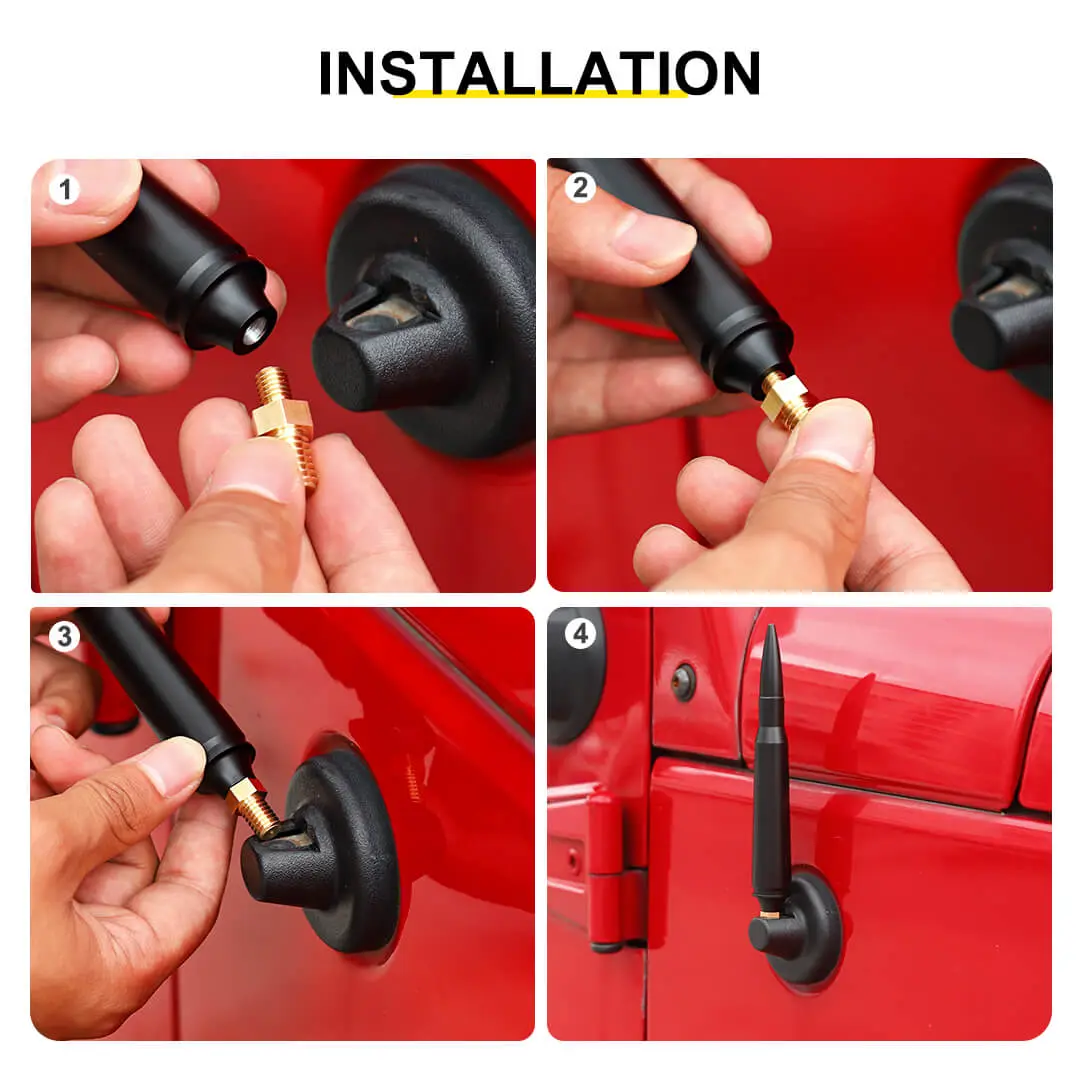 For 2007-2018 Jeep Wrangler JK & 2018-2023 JL JT Bullet Style Cal Short Antenna Mast Accessories - Image 6