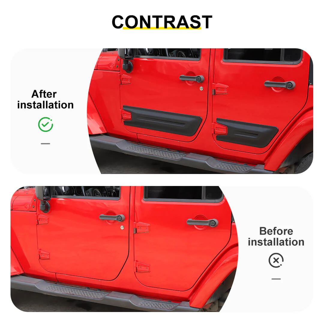 For 2007-2018 Jeep Wrangler JK 4-Door Version Car Door Anti Scratch Protective Panel Trim Cover (4 pcs) - Image 2
