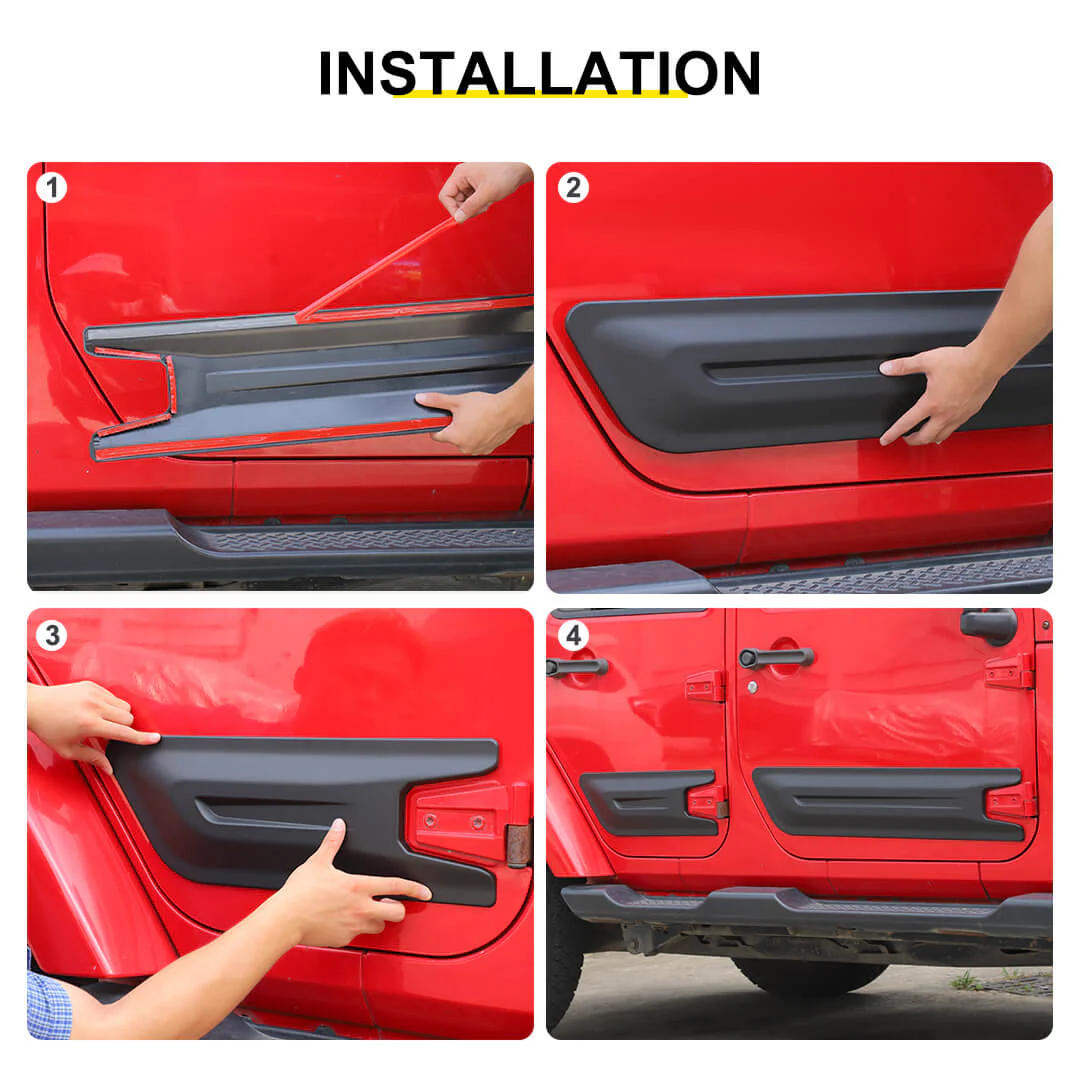 For 2007-2018 Jeep Wrangler JK 4-Door Version Car Door Anti Scratch Protective Panel Trim Cover (4 pcs) - Image 8