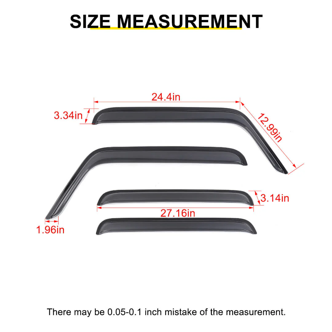 For 2007-2018 Jeep Wrangler JK 4-Door Version Car Window Sun Rain Visors Wind Rain Guard (4 pcs) - Image 10