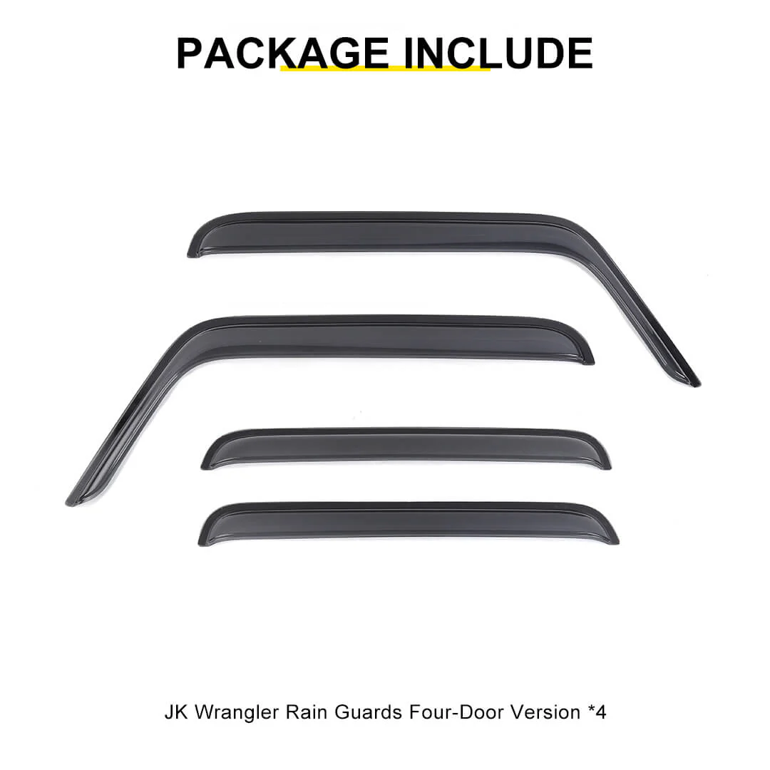 For 2007-2018 Jeep Wrangler JK 4-Door Version Car Window Sun Rain Visors Wind Rain Guard (4 pcs) - Image 11