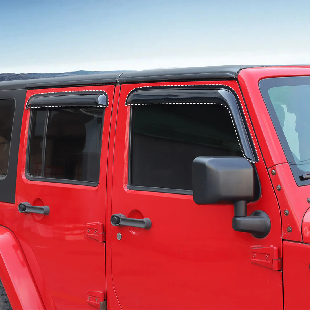 For 2007-2018 Jeep Wrangler JK 4-Door Version Car Window Sun Rain Visors Wind Rain Guard (4 pcs) - Image 3