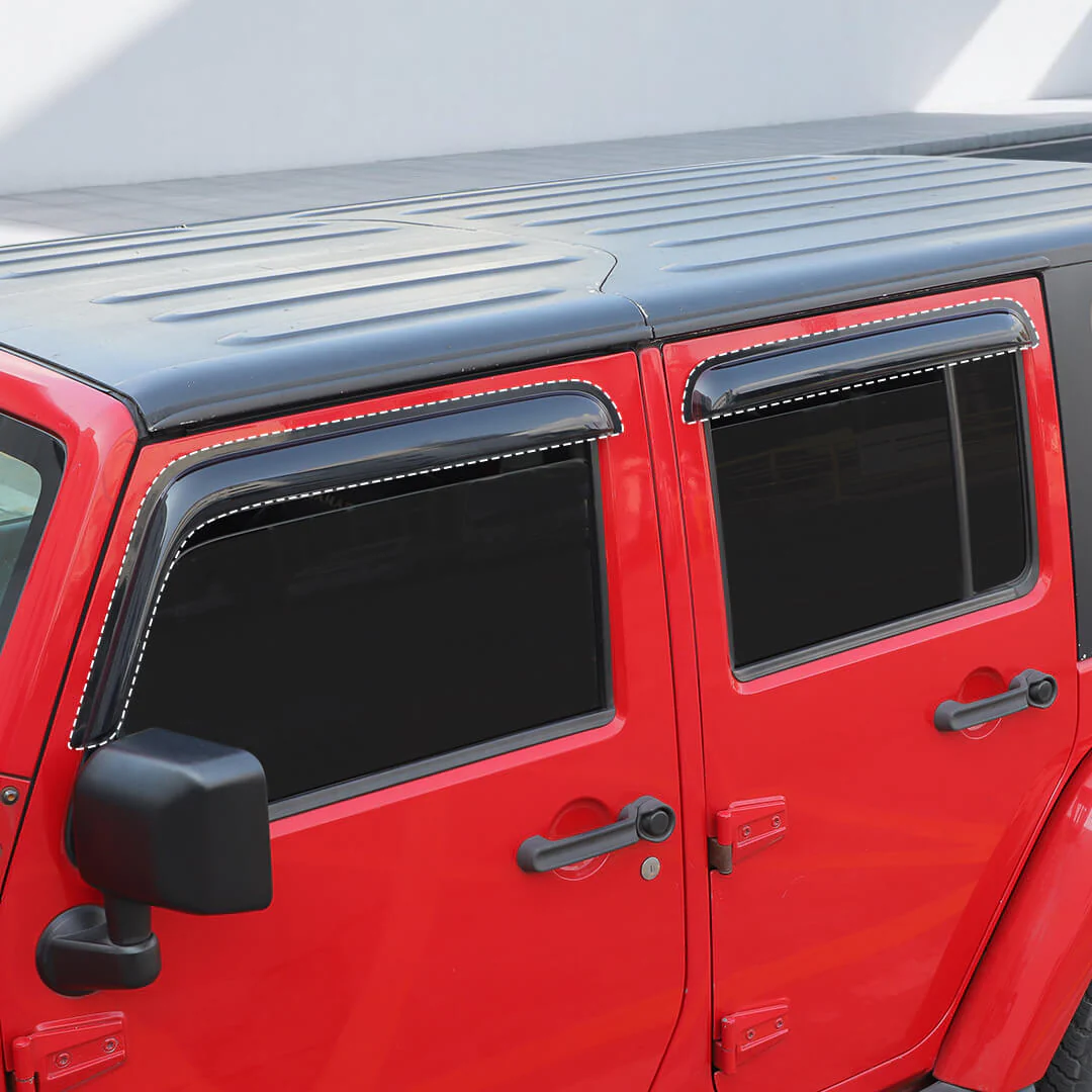 For 2007-2018 Jeep Wrangler JK 4-Door Version Car Window Sun Rain Visors Wind Rain Guard (4 pcs) - Image 5