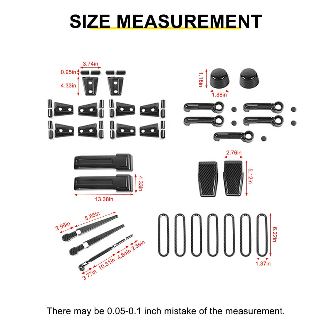 For 2007-2018 Jeep Wrangler JK 4-Door Version Full Set Exterior Decoration Hinges Trims Cover Kit (31 pcs) - Image 14