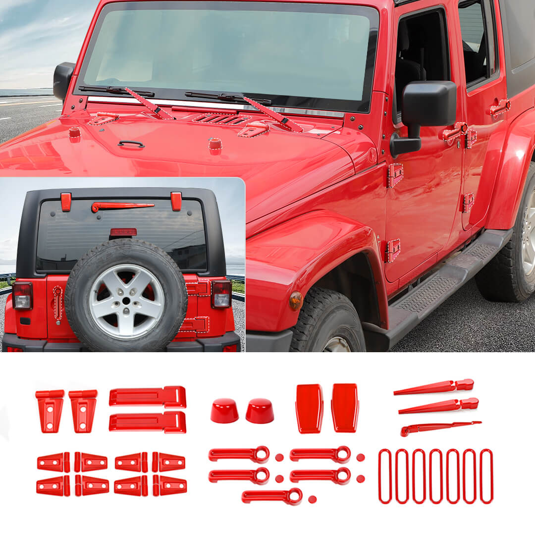 For 2007-2018 Jeep Wrangler JK 4-Door Version Full Set Exterior Decoration Hinges Trims Cover Kit (31 pcs) - Image 16