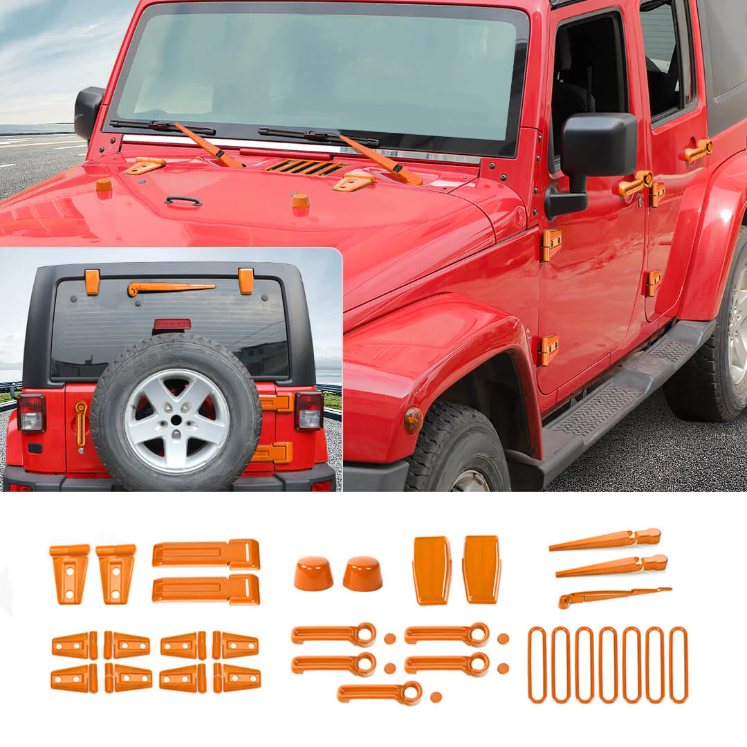 For 2007-2018 Jeep Wrangler JK 4-Door Version Full Set Exterior Decoration Hinges Trims Cover Kit (31 pcs) - Image 19