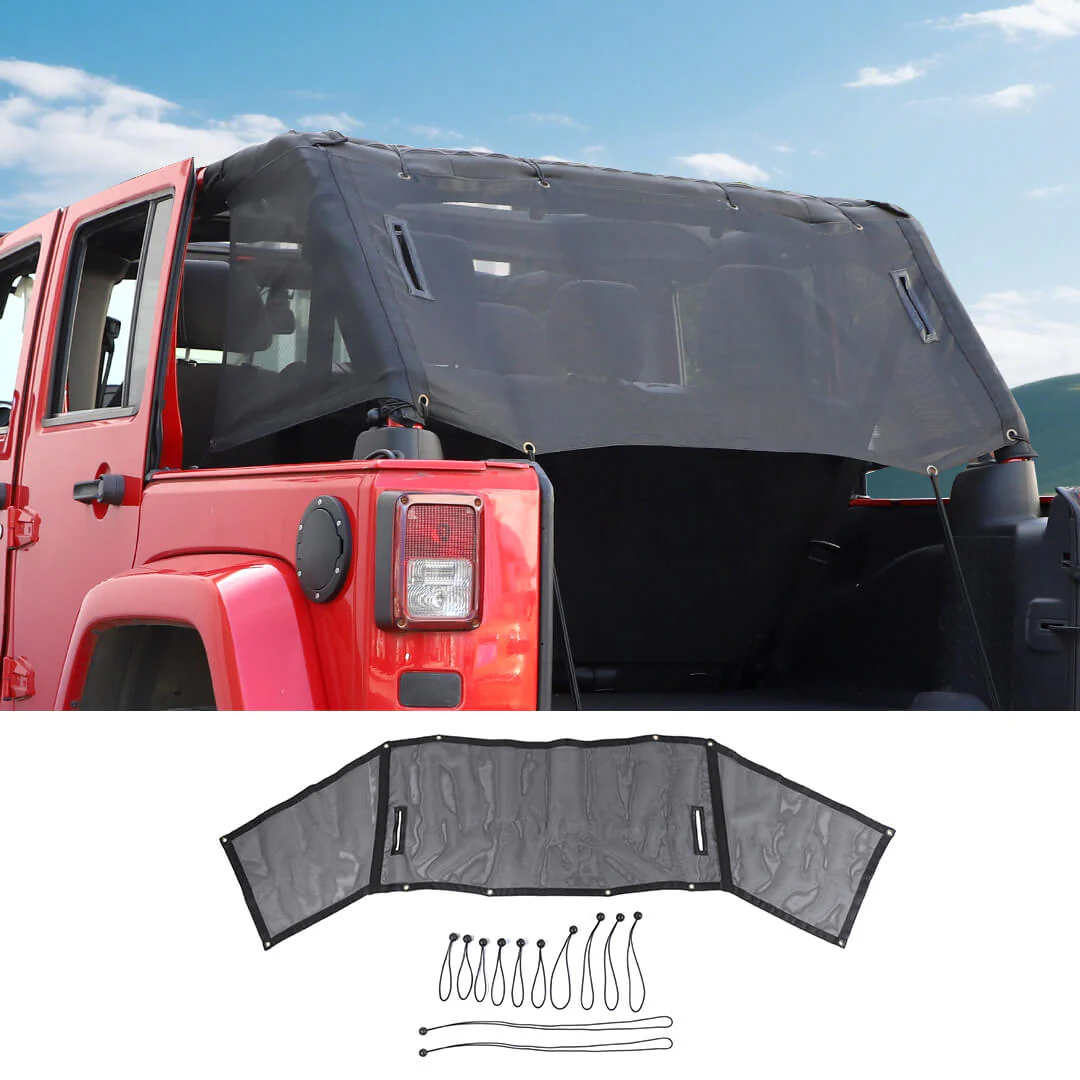For 2007-2018 Jeep Wrangler JK 4-Door Version Rear Trunk Sunshade Mesh Insulation Net Cover